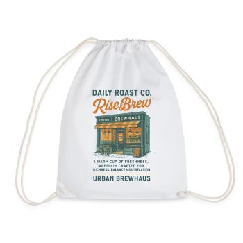 Rise & Brew Urban Coffeehouse Design - Drawstring Bag - white - Front
