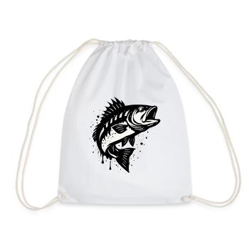 Predatory Fish Splash – Fishing in Style - Drawstring Bag - white - Front