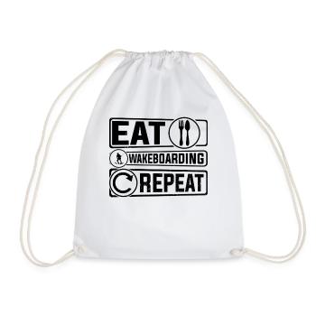 Funny Wakeboarding - Eat Wakeboarding Repeat - Turnbeutel - Weiß - Vorne