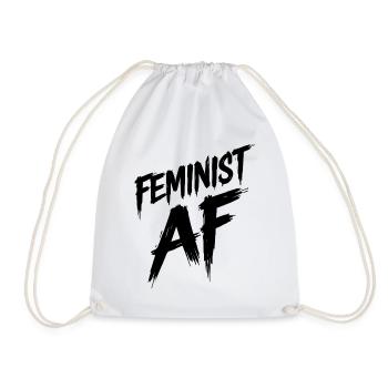Feminist AF Statement Saying Sayings - Drawstring Bag - white - Front