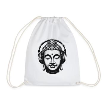 Buddha mit Kopfhörern Achtsamkeit Musik Boho Zen - Turnbeutel - Weiß - Vorne