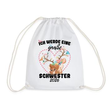 Nachwuchs Verkünden Ich Werde Große Schwester 2026 - Turnbeutel - Weiß - Vorne