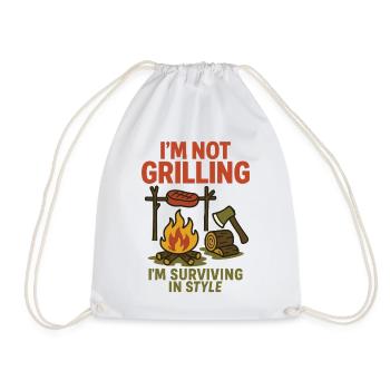 Prepper Survival Bushcrafting I'm Not - Drawstring Bag - white - Front