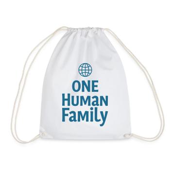 ONE HUMAN FAMILY Globe Cohesion - Drawstring Bag - white - Front