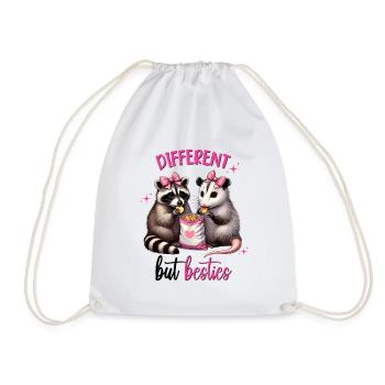 Different But Besties, Friendship, Valentines Day - Drawstring Bag - white - Front