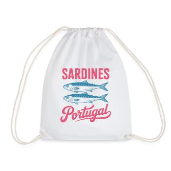 Colorful Sardines Portugal Illustration - Drawstring Bag - white - Front