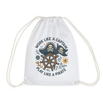 Work like a captain Play like a pirate - Drawstring Bag - white - Front