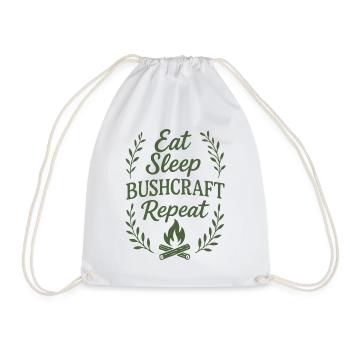 Eating Sleeping Bushcraft Repetition Prepper - Drawstring Bag - white - Front