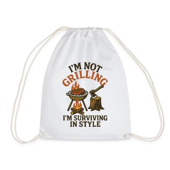 I don't grill I survive with style prepper - Drawstring Bag - white - Front