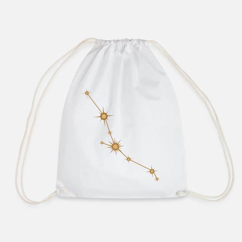 Star Constellation Taurus Zodiac Birth Sign Golden - Drawstring Bag - white