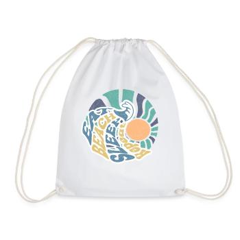 Eat Beach Sleep Repeat Retro Wave - Drawstring Bag - white - Front