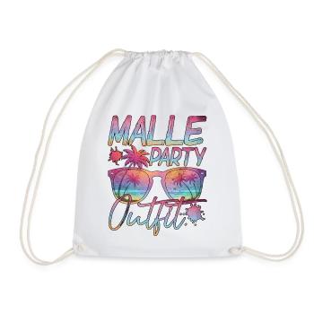 Malle Party Outift with Palm Trees and Sunglasses - Drawstring Bag - white - Front