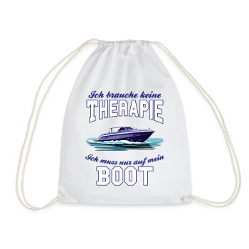 Boot Kapitän Therapie Motorboot lustiger Spruch - Turnbeutel - Weiß - Vorne