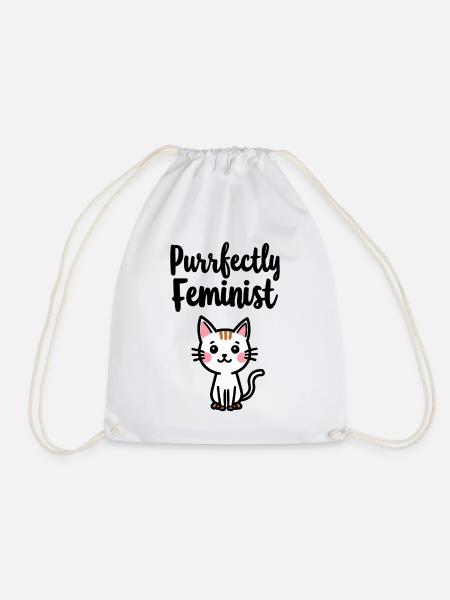 Purrfectly Feminist Katzen Spruch - Turnbeutel - Weiß