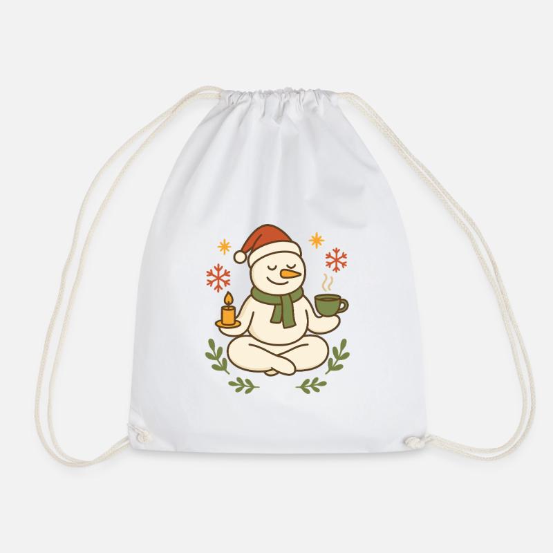 Schneemann Meditation Tee Weihnachten - Turnbeutel - Weiß