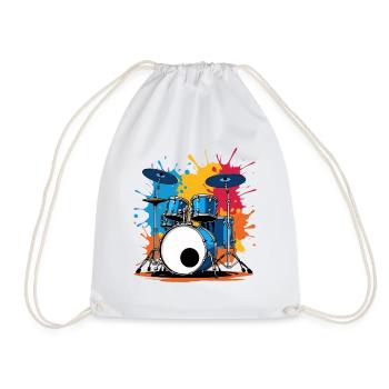 Colorful drum print with color explosions - Drawstring Bag - white - Front