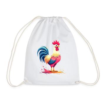 Colorful rooster with artistic flair - Drawstring Bag - white - Front