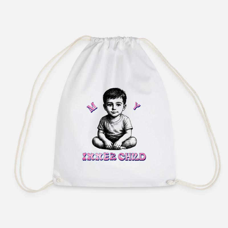 Cuddly toy children's design with UV varnish effect - Drawstring Bag - white