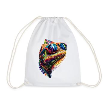 Chameleon Lizard Reptile Chameleon Iguana Lizard - Drawstring Bag - white - Front
