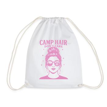 Camp Hair Don't Care Funny Camping Camper - Drawstring Bag - white - Front