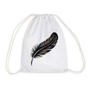 Elegant Black and Gold Feather Design - Drawstring Bag - white - Front
