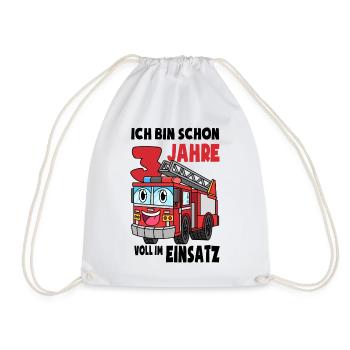 3 Geburtstag Feuerwehr Geschenk Junge 3 Jahre - Turnbeutel - Weiß - Vorne