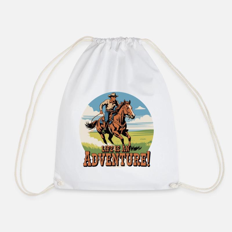 Wild West Cowboy Adventure Design - Drawstring Bag - white