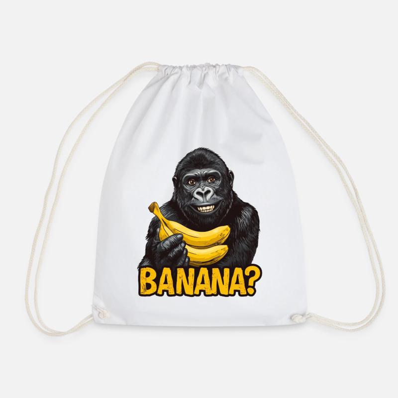 Gorilla with bananas - Drawstring Bag - white