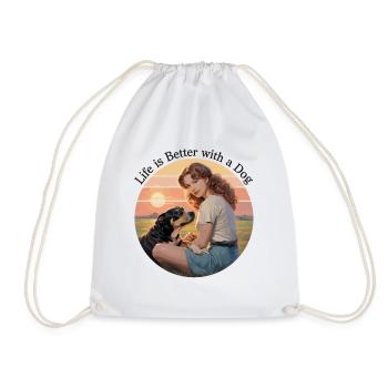 Dog Love Sunset Life Is Better With A - Drawstring Bag - white - Front