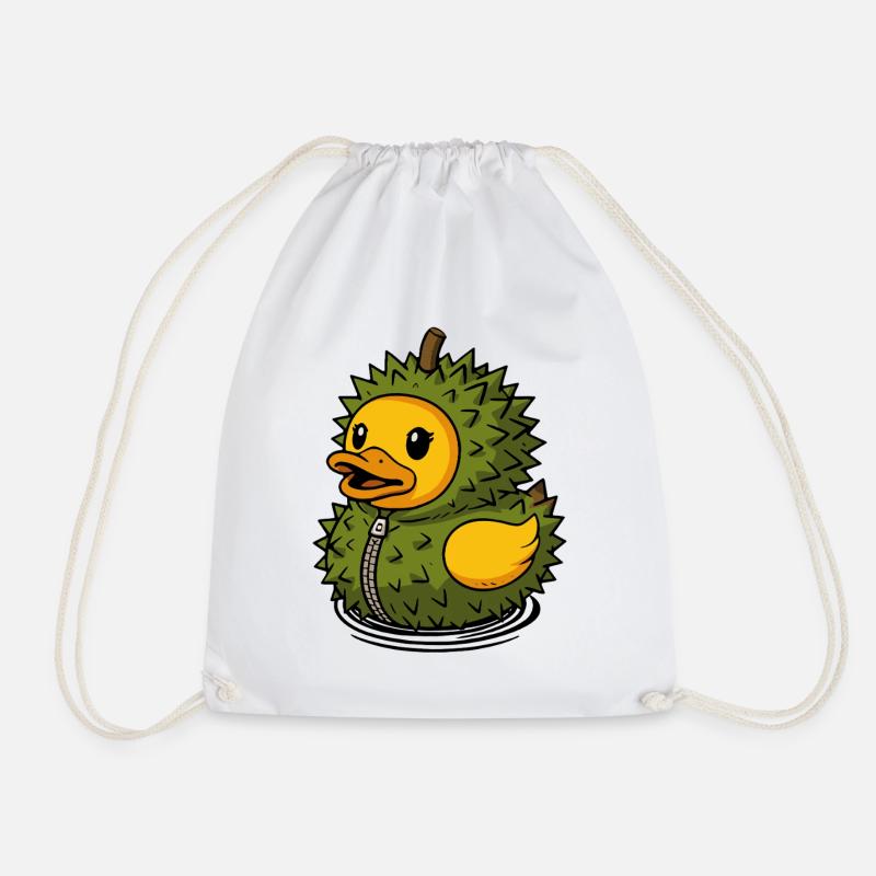 Durian Durianfrucht Ente Gummiente Quietscheente  - Turnbeutel - Weiß