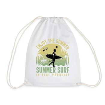 Summer Surfers in Blue Paradise - Drawstring Bag - white - Front