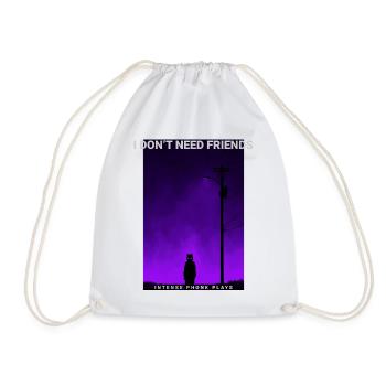 I Dont Need Friends Dark Phonk Lofi Grunge Edgy - Drawstring Bag - white - Front