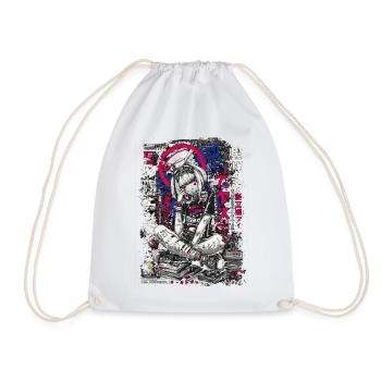 Cyberpunk Mädchen mit Graffiti-Design - Turnbeutel - Weiß - Vorne