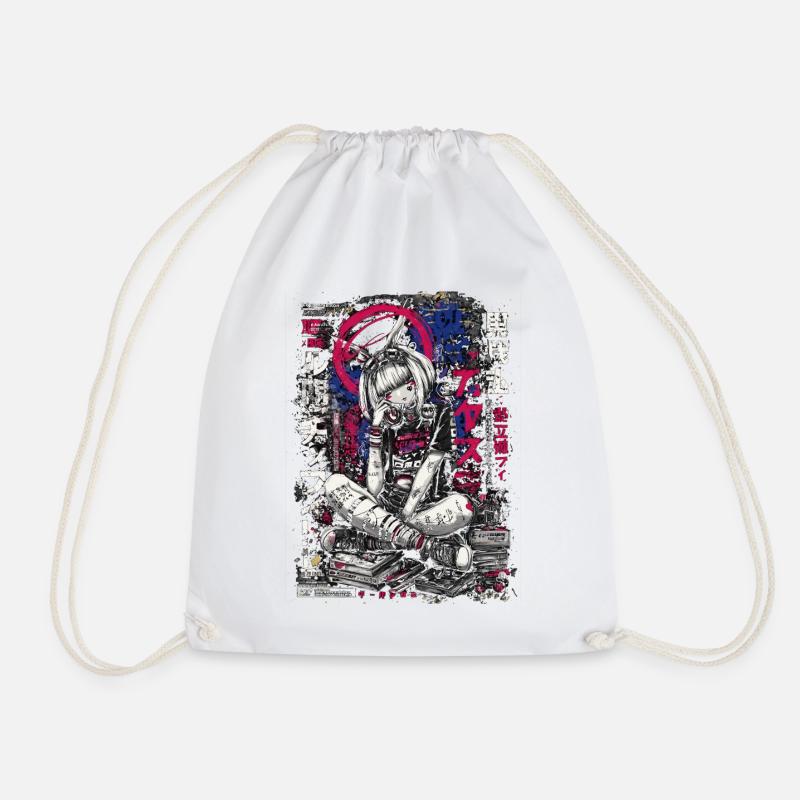 Cyberpunk Mädchen mit Graffiti-Design - Turnbeutel - Weiß