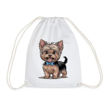 Niedlicher Yorkshire Terrier Mit Schleife - Turnbeutel - Weiß - Vorne