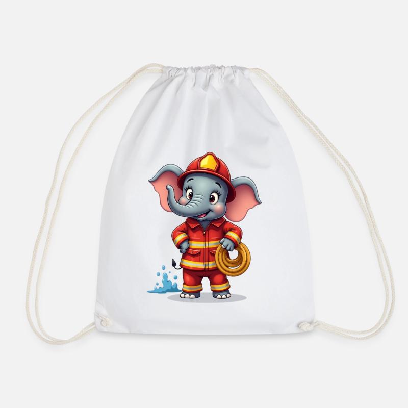 Feuerwehrelefant Kinderdesign - Turnbeutel - Weiß
