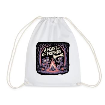 Campfire Night with Friends Illustration - Drawstring Bag - white - Front