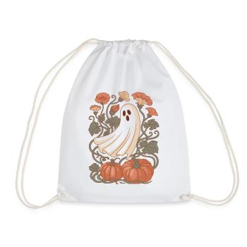 pumpkin flowers autumn ghost Halloween - Drawstring Bag - white - Front