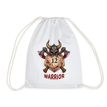 W20 mit Ritterhelm & Äxten – Warrior Dice - Turnbeutel - Weiß - Vorne