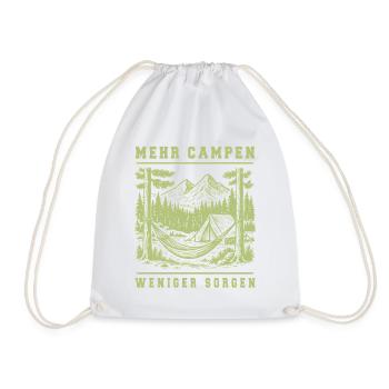 More Camping Less Worries Camping Adventure Retro - Drawstring Bag - white - Front