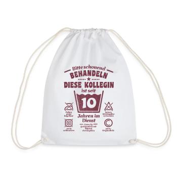 10 years of service - Treat gently - Colleague - Drawstring Bag - white - Front