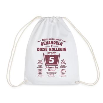 5 years of service - Treat gently - Colleague - Drawstring Bag - white - Front