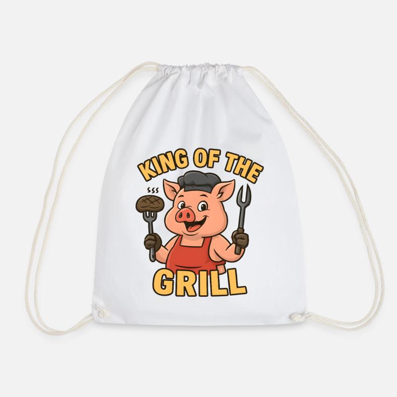 Grill Master Pig – King of BBQ - Drawstring Bag - white