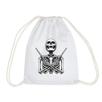 Skeleton Drummer Spooky Halloween Music Lover - Drawstring Bag - white - Front