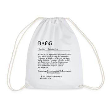 Unispruch "BAföG" Student Geschenk, Studenten - Turnbeutel - Weiß - Vorne