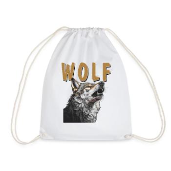 Wolf - Drawstring Bag - white - Front
