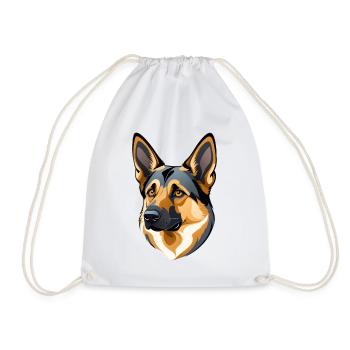 Face of a German Shepherd - Drawstring Bag - white - Front