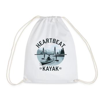 Paddling Heartbeat Adventure Nature Kayak Lake - Drawstring Bag - white - Front