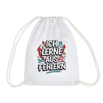 I learn from mistakes motivational statement for - Drawstring Bag - white - Front
