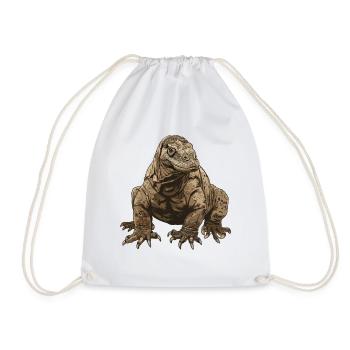 Realistic Komodo Dragon Illustration - Drawstring Bag - white - Front